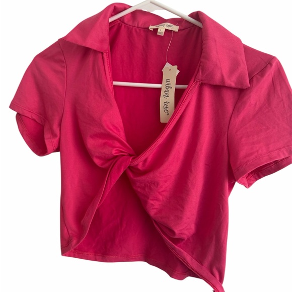 Vibrant Pink Crop Top with Knot Front - Picture 5 of 5